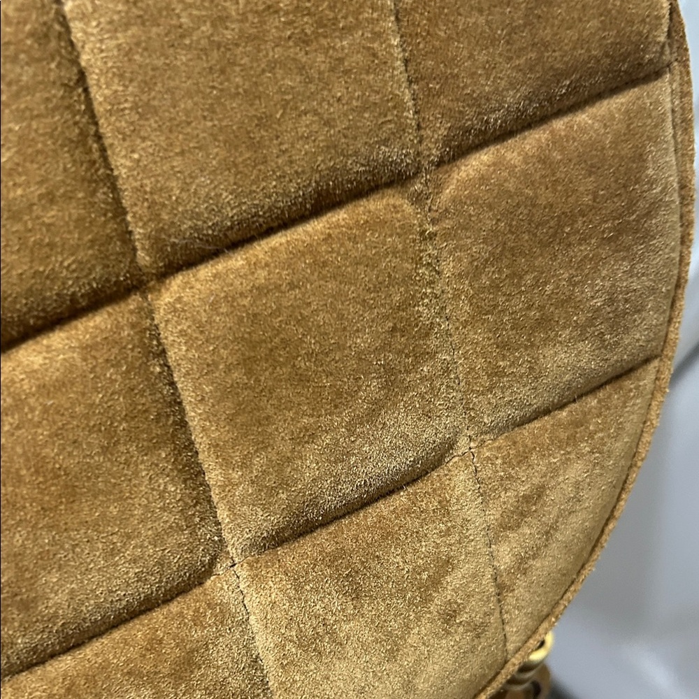 Brown Quilted leather /suede Crossbody Bag with studs - Picture 7 of 7